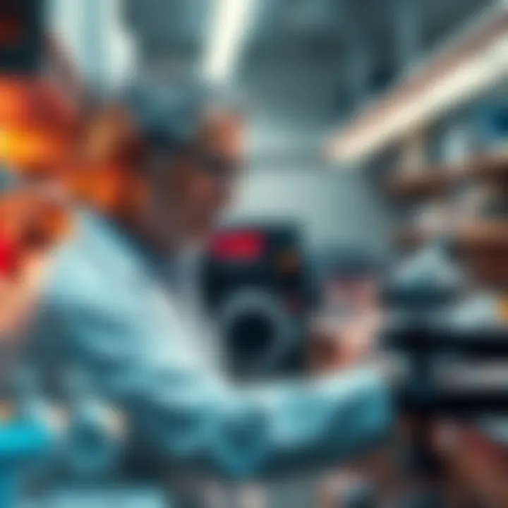 Dr. Garry Nolan in a lab setting examining samples related to unidentified aerial phenomena, with scientific equipment visible around him