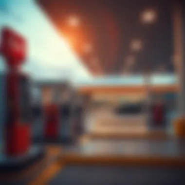 An empty gas station with several fuel pumps not in use, highlighting fuel shortages
