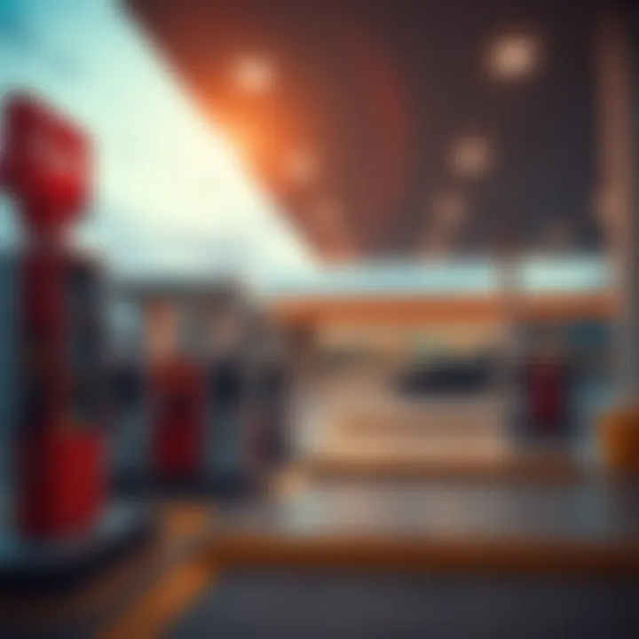 An empty gas station with several fuel pumps not in use, highlighting fuel shortages