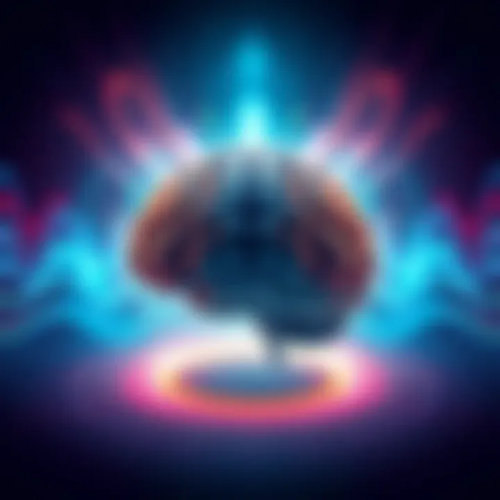 Illustration showing a brain surrounded by sound waves representing altered brain states