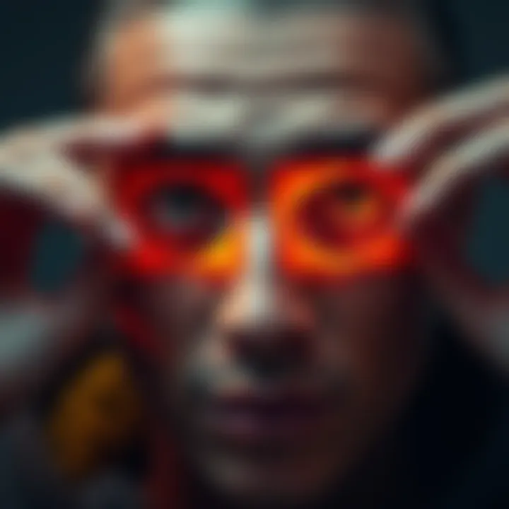 A person applying gateway tape to their eyelids to enhance eyesight