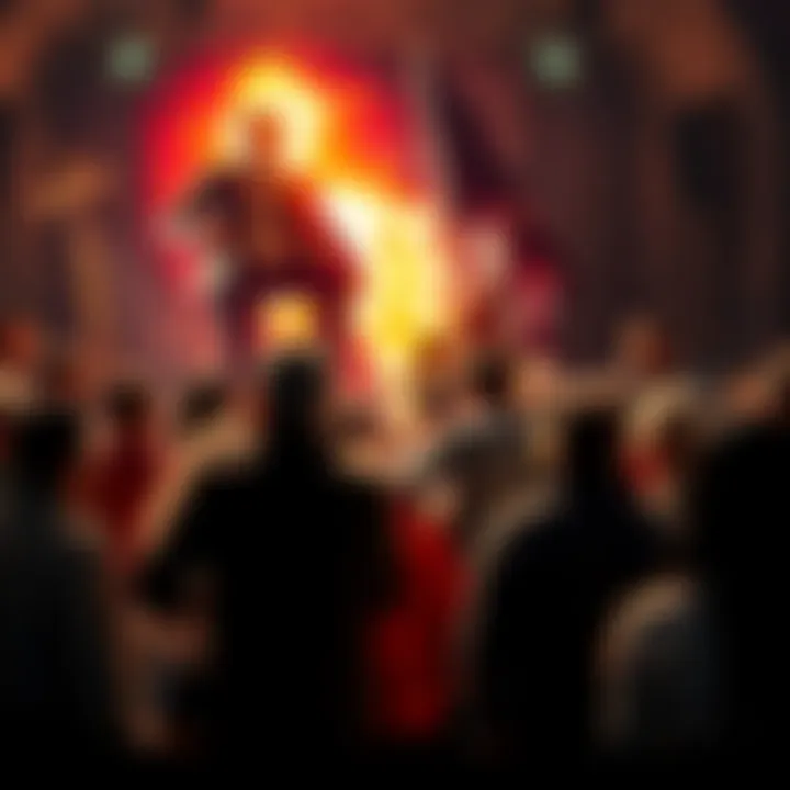 People engaged in a lively discussion about Antichrist and false prophets, with a striking photo in the background that sparks debate.