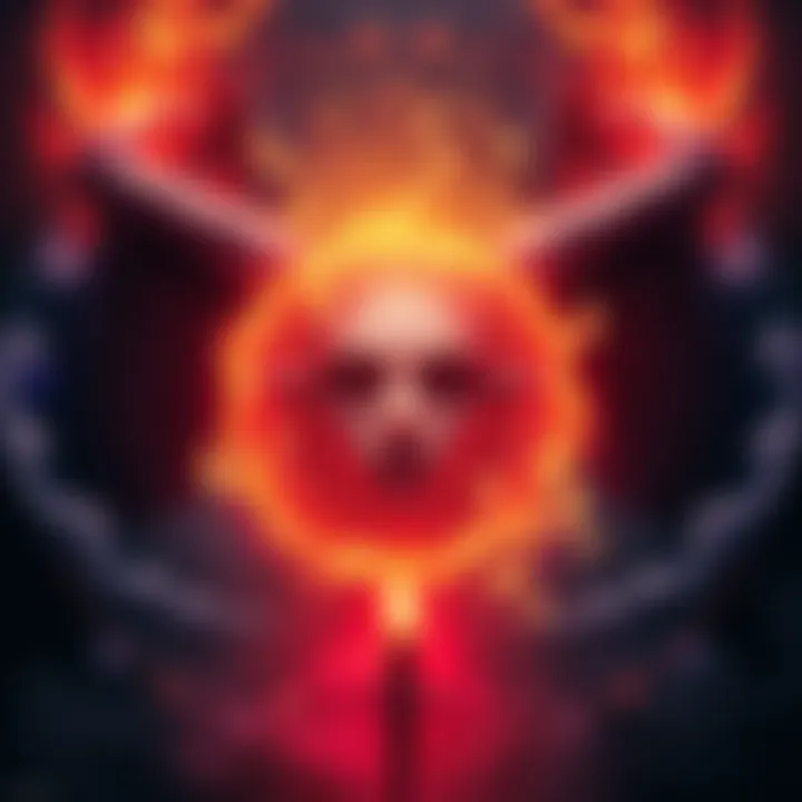 Geburah's Essence in Magick A symbolic representation of Geburah with contrasting elements of strength and restraint in magick, showcasing sephirotic themes.