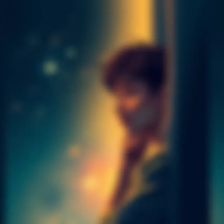 A person with a thoughtful expression, looking out the window, reflecting on feelings of jealousy in a relationship, surrounded by stars and a hint of cosmic elements.