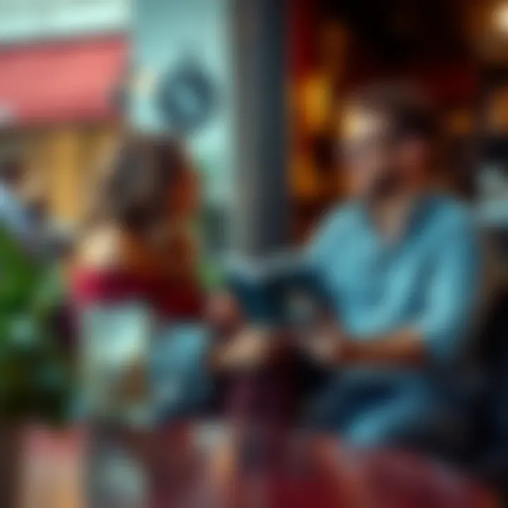 A Gemini woman and a Pisces man sit together at a cozy café, sharing stories and laughter, embodying their astrological connection.