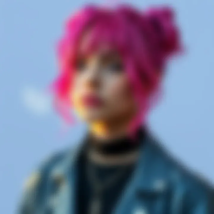 A person with pink split-dyed hair showcasing a stylish outfit that represents their zodiac sign, Gemini.