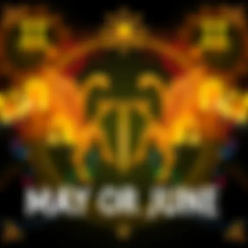 Representation of the Gemini zodiac sign with symbols for May and June