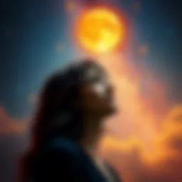 A person sitting under a starry sky, looking contemplative while surrounded by symbolic representations of Gemini and Cancer signs, depicting their emotional journey.