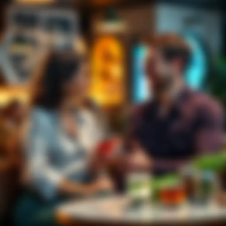 A Gemini woman and Leo man enjoying a lively conversation in a cozy café, sharing laughs and connecting over their differences.