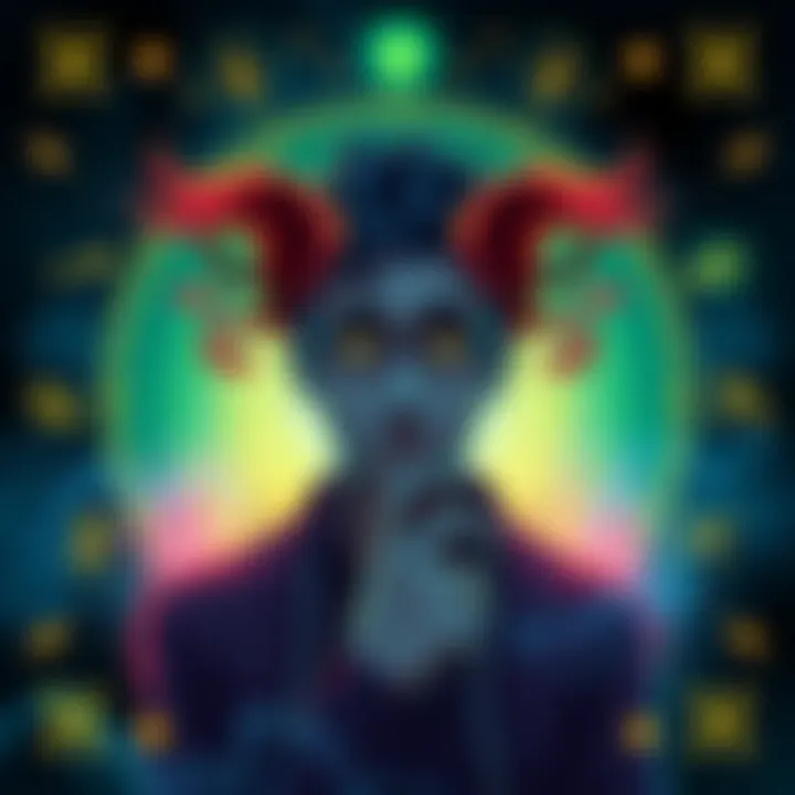 Illustration of the Gemini zodiac sign surrounded by symbols of deceit and loyalty, featuring a thoughtful person looking puzzled.