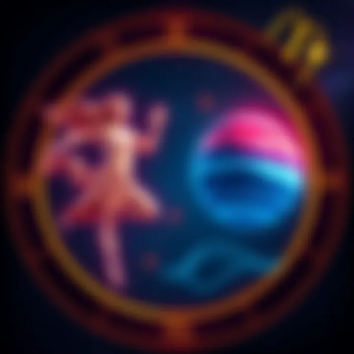 Gemini Venus and Aqua Mars Astrological symbols representing Gemini Venus and Aqua Mars with a starry background.