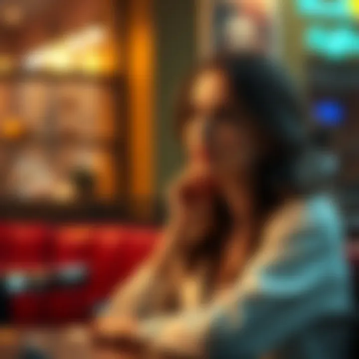 A thoughtful Gemini woman sitting alone in a cozy cafe, pondering her feelings about attraction and relationships, with a distant look in her eyes.