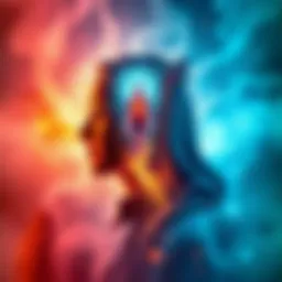 Gender in Reincarnation A visual representation of male and female symbols intertwined with a spiritual background, symbolizing the concept of gender in reincarnation.