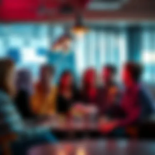 A diverse group of people engaged in a lively conversation about their ages across different generations, including Gen X and Millennials.