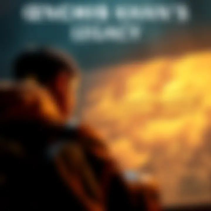 A modern man looking at a historic map of the Mongol Empire, symbolizing the connection between Genghis Khan and his descendants today.