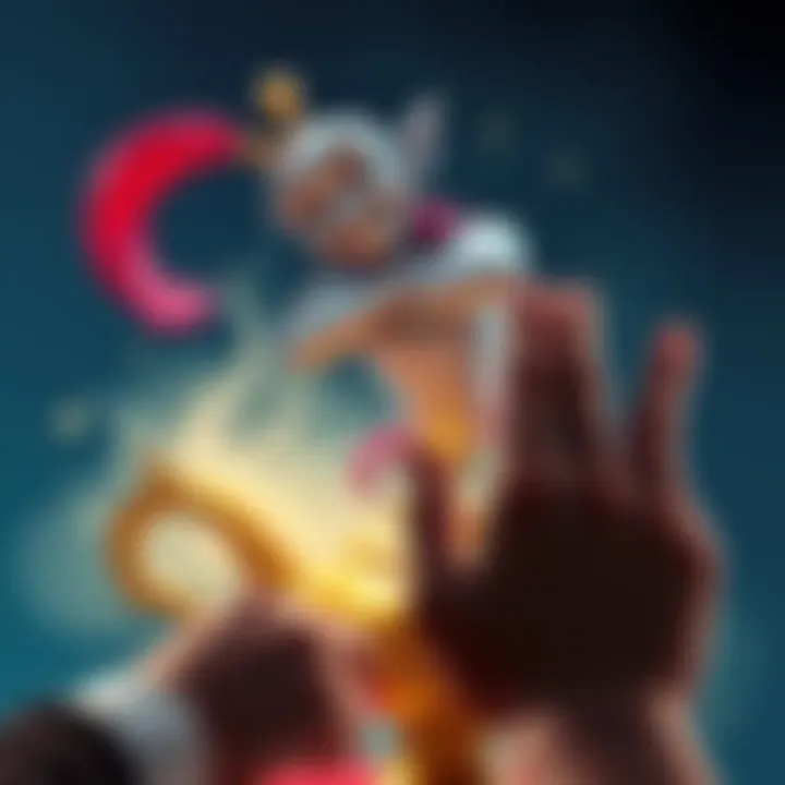 Genie refusing to grant a wish A whimsical genie with crossed arms, floating above a golden lamp, looking thoughtful as a person gestures to decline a wish.