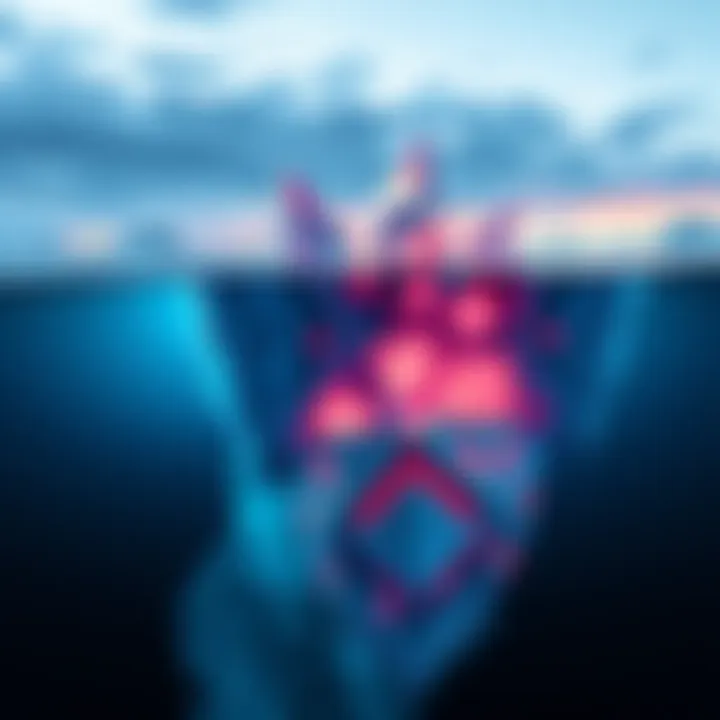 Geometric Unity Iceberg Concept A visual representation of the Geometric Unity Iceberg, showcasing various geometric shapes and structures emerging from the ice, symbolizing ideas in geometry.