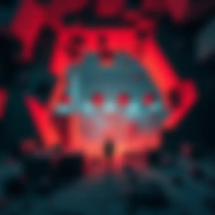 A person stands in a distorted geometric landscape, feeling small and frightened, with looming inanimate objects around them.