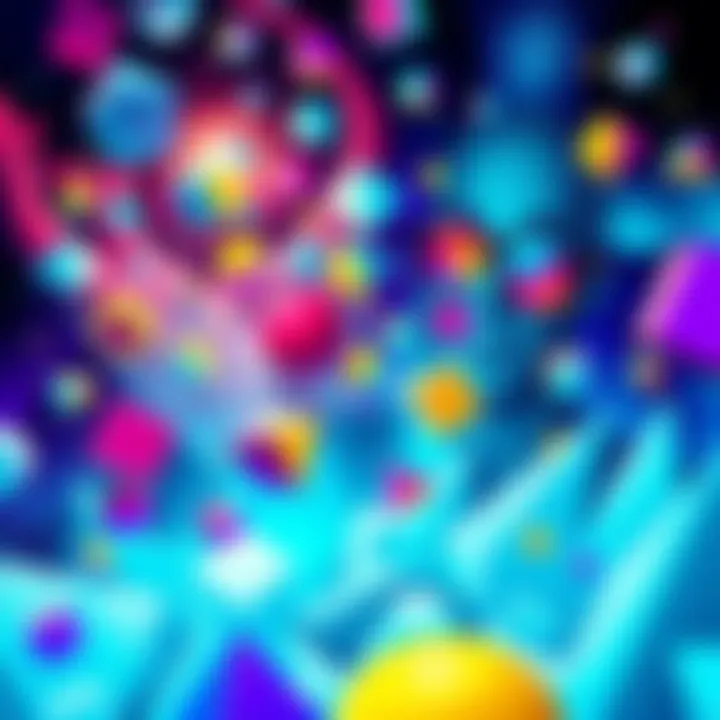 A colorful mix of geometric shapes swirling in a dreamscape, with familiar faces visible among the patterns, reflecting feelings of confusion and sporting challenges.