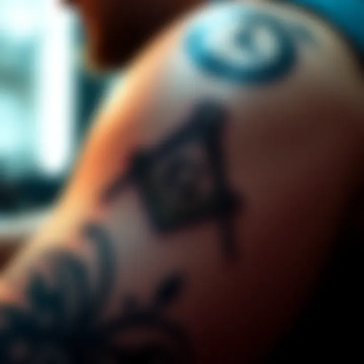 George Floyd's Tattoo Close-up of a Masonic tattoo on George Floyd's arm, symbolizing connection to Freemasonry.