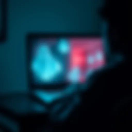 A person watching ghost footage on a laptop with spooky images on the screen