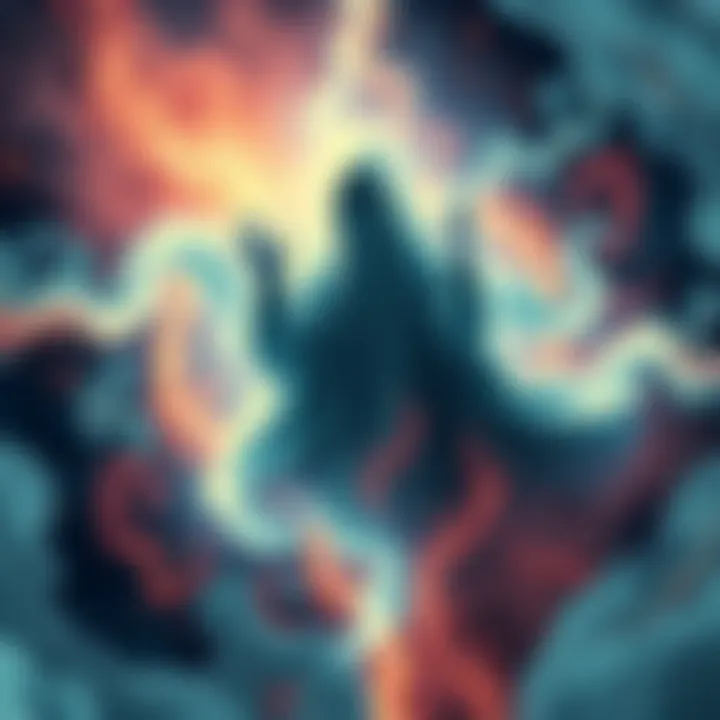 Illustration of a ghostly figure partially emerging from a shimmering fourth-dimensional space, surrounded by swirling energy patterns.