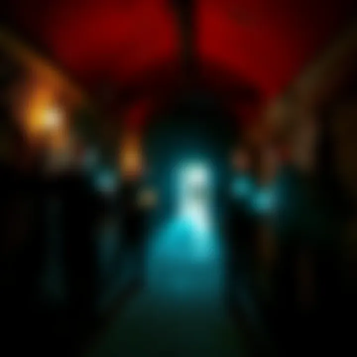 The Ghost Adventures team exploring a dark, spooky building at night with flashlights, looking for paranormal activity.