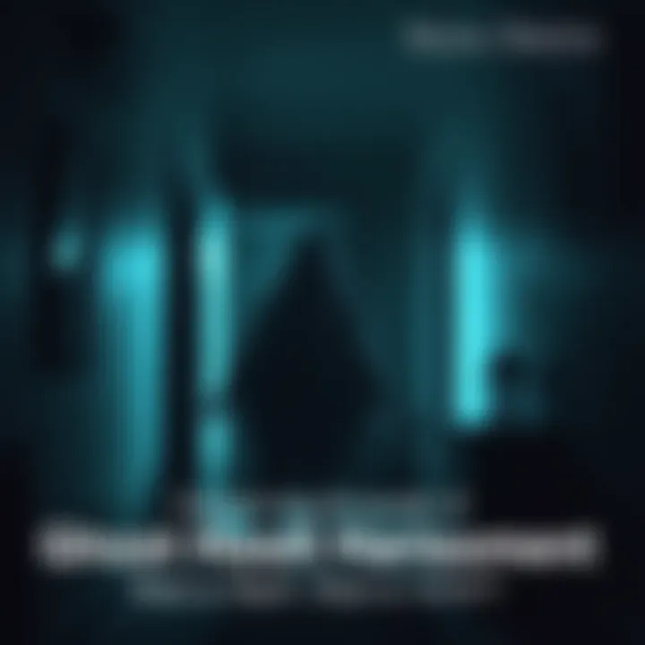 Ghost Encounter A shadowy figure appears in a dimly lit room, evoking feelings of fear and curiosity about ghost harassment.
