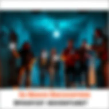 Ghost hunters exploring a haunted location A group of ghost hunters with flashlights searching a dark, eerie building, showcasing a mix of fear and humor
