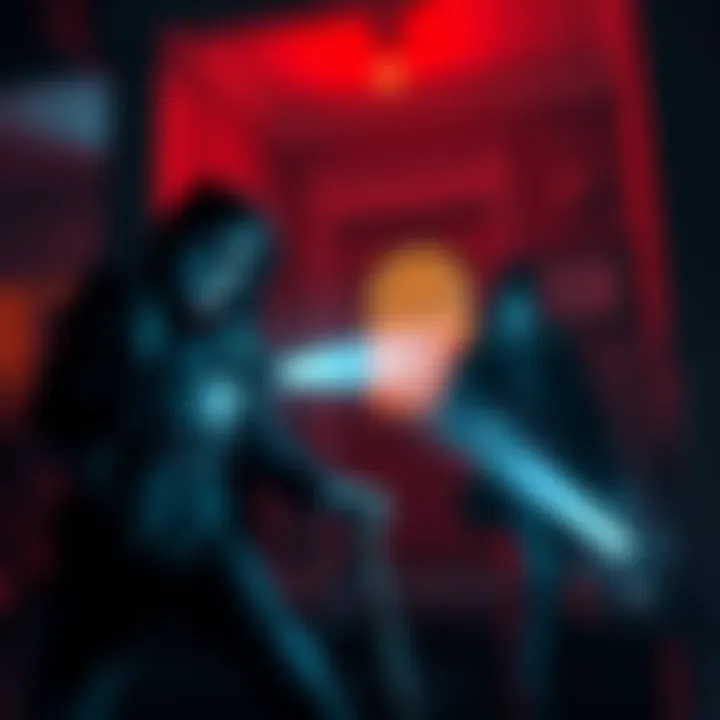 Two ghost hunters investigating a home with flashlights and equipment.