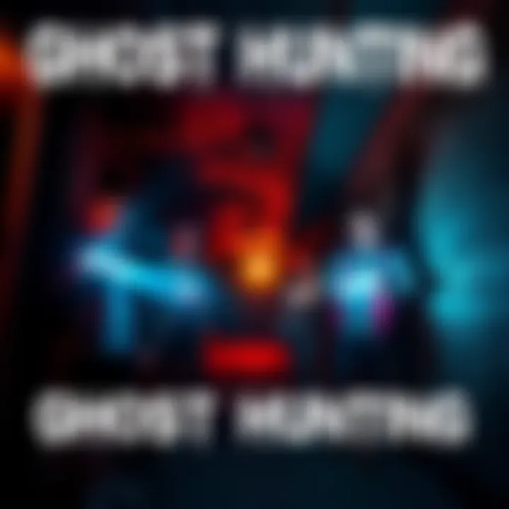 Ghost Hunting Adventure A group of friends exploring a dark, haunted location with flashlights in hand, looking for paranormal activity.