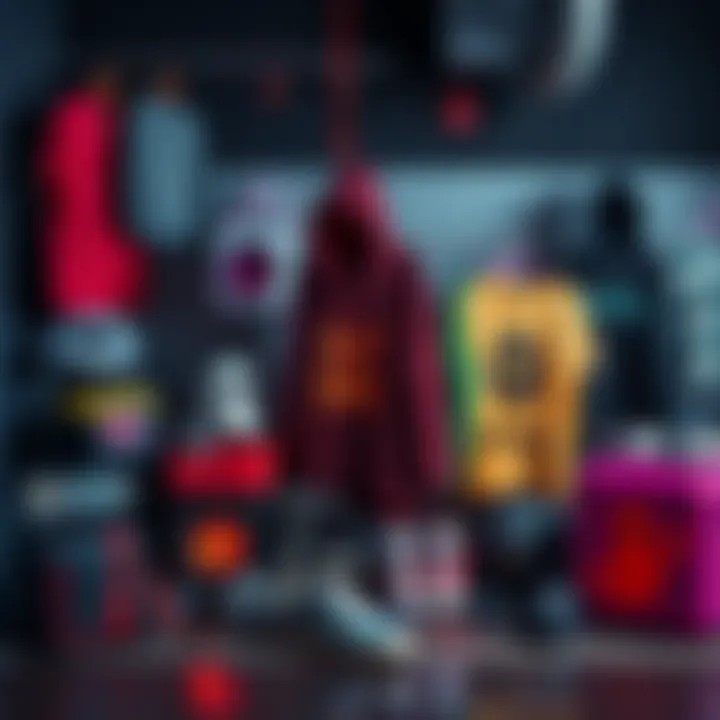 Ghost hunting gear and alternative fashion items A collection of ghost hunting equipment beside alternative fashion clothing from Hot Topic.