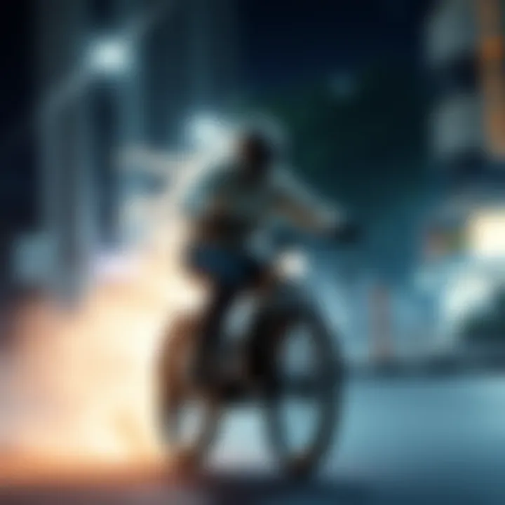 A person riding a bike with no one visible on the seat, showcasing the ghost ride trend