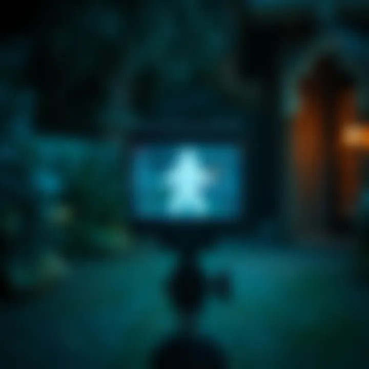 Recording device showing movement in a dark garden at night with no stick figure visible