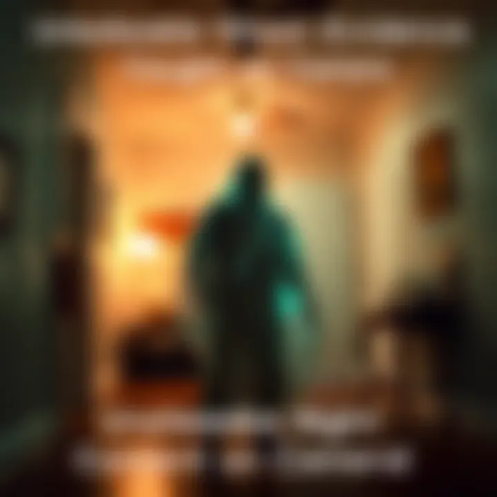 Ghostly Figure Appearing on Camera A blurry figure resembling a ghost appears in a dimly lit room, captivating viewers with its mysterious presence.