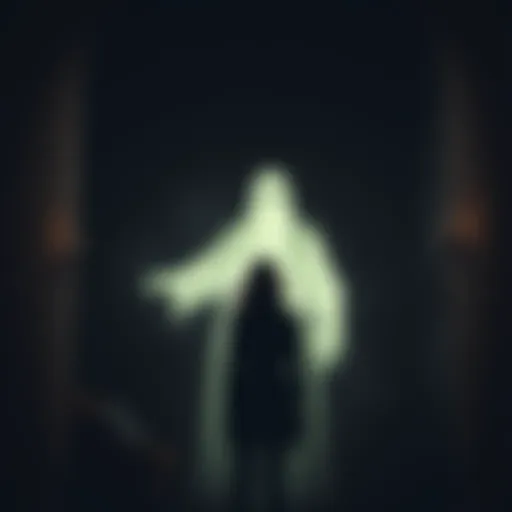 A woman stands in a dark room, staring at a faint, ghostly figure that resembles her 16th-century ancestor.
