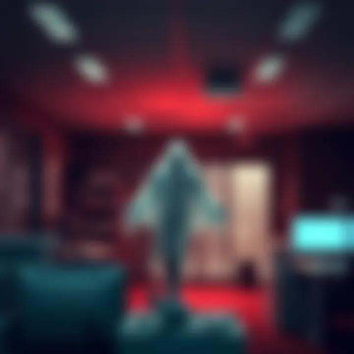 A ghostly figure appears in a dimly lit office, activating motion sensors on a camera.