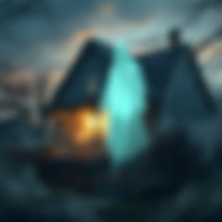 A Serene Evening with Family Ghost A peaceful scene depicting a vintage family home surrounded by a soft, ethereal glow, representing a spiritual presence.