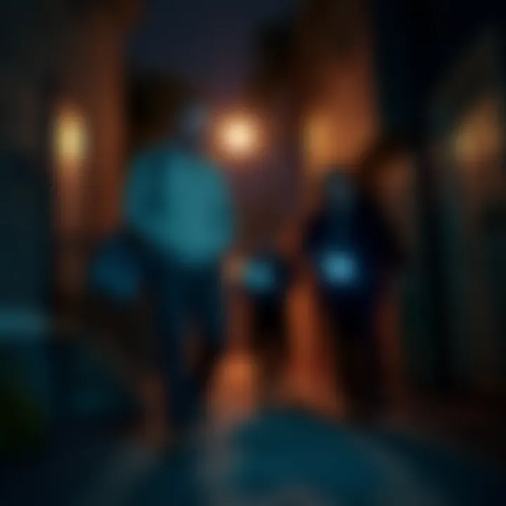 Zak Bagans leads a team through a haunted location at night, with paranormal equipment illuminated by moonlight.