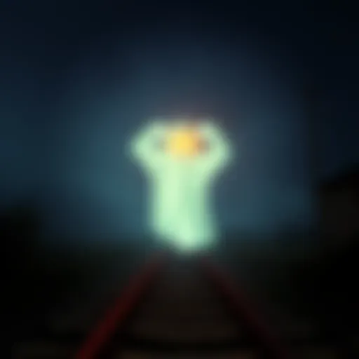 A photo showing a ghostly face with glowing eyes captured at the Ghost Tracks in San Antonio