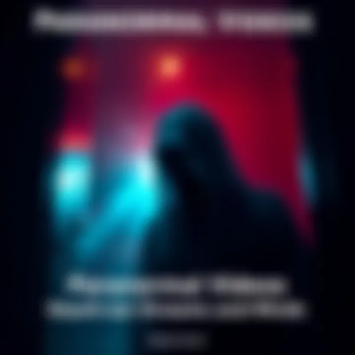 A blurred ghostly figure appears in a dark room, illuminated by a flickering light.