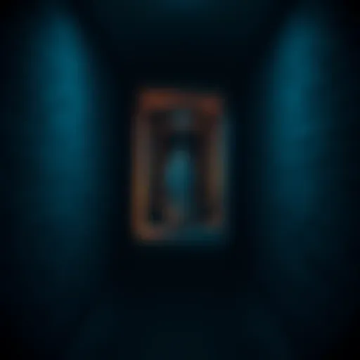 A ghostly figure appears in a dimly lit corridor of the Old Charleston Jail, surrounded by historic stone walls and shadows.