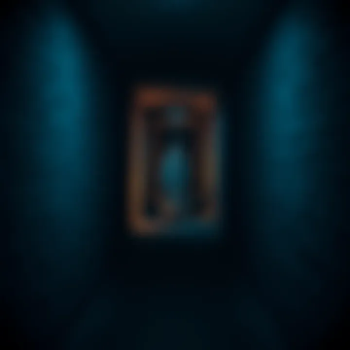 A ghostly figure appears in a dimly lit corridor of the Old Charleston Jail, surrounded by historic stone walls and shadows.