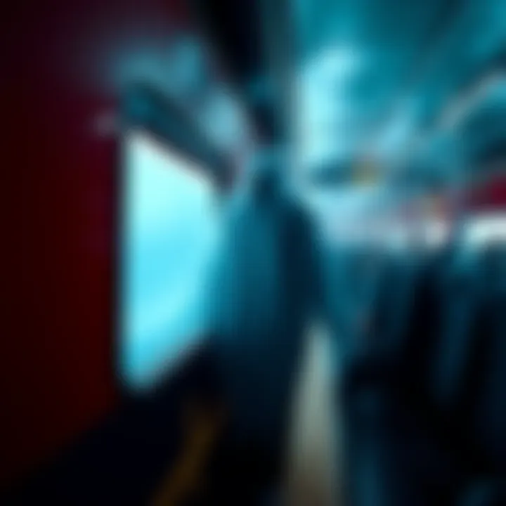 A ghostly figure stands near a train window as startled passengers look on, creating a chilling atmosphere