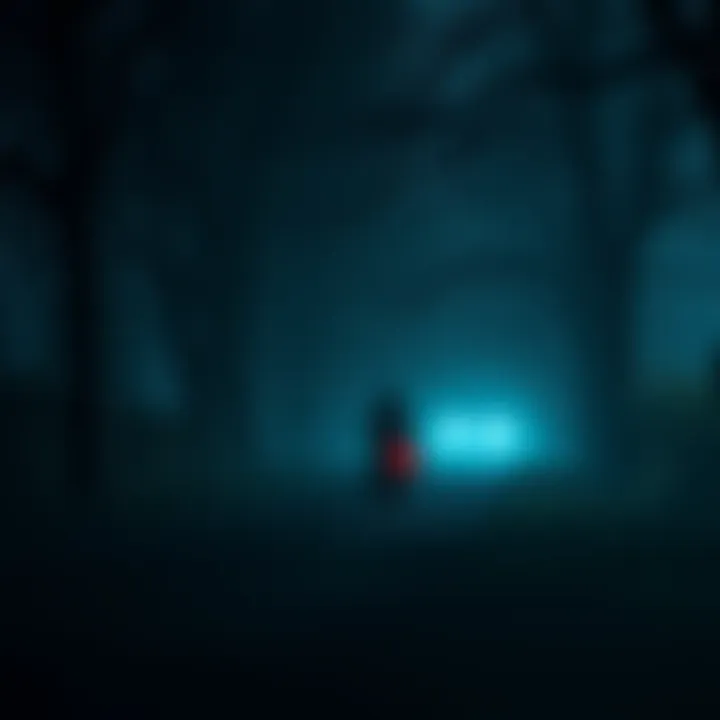 A dark country road with shadowy figures hanging from trees, creating a spooky atmosphere during a late-night delivery.