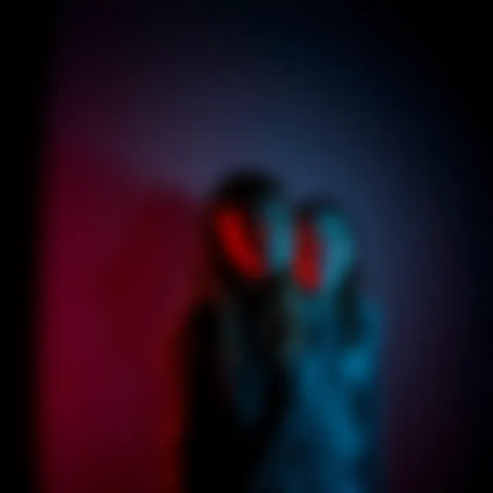 A dark room with two teenage girls looking scared, shadows forming on the walls as eerie laughter echoes in the background.