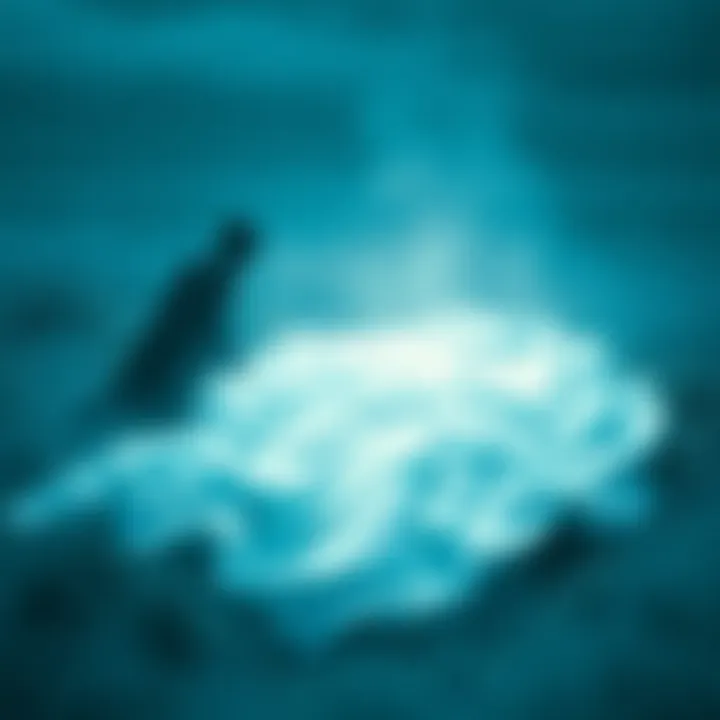 A white blanket lying on the ground with a shadowy figure nearby, creating an eerie atmosphere.