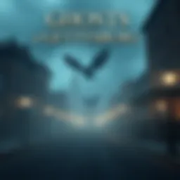 A foggy street in Gettysburg with historic buildings, hinting at ghostly tales and lingering spirits.