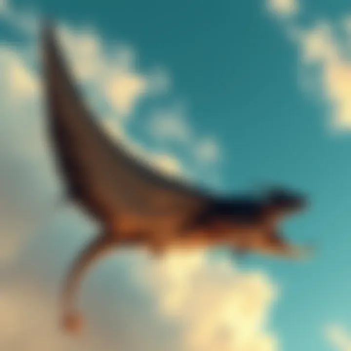 Giant Stingray with Dragon A giant stingray soaring in the sky with a dragon flying nearby, capturing a scene from a childhood dream.