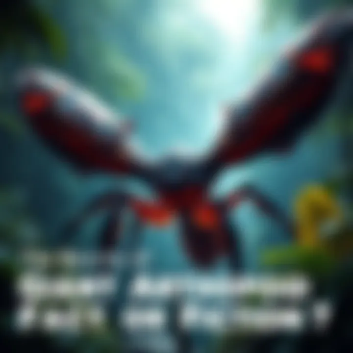 Giant Arthropod Concept A large, fictional arthropod creature resembling a j'ba fofi, with long limbs and a glossy shell, set in a dense jungle environment.